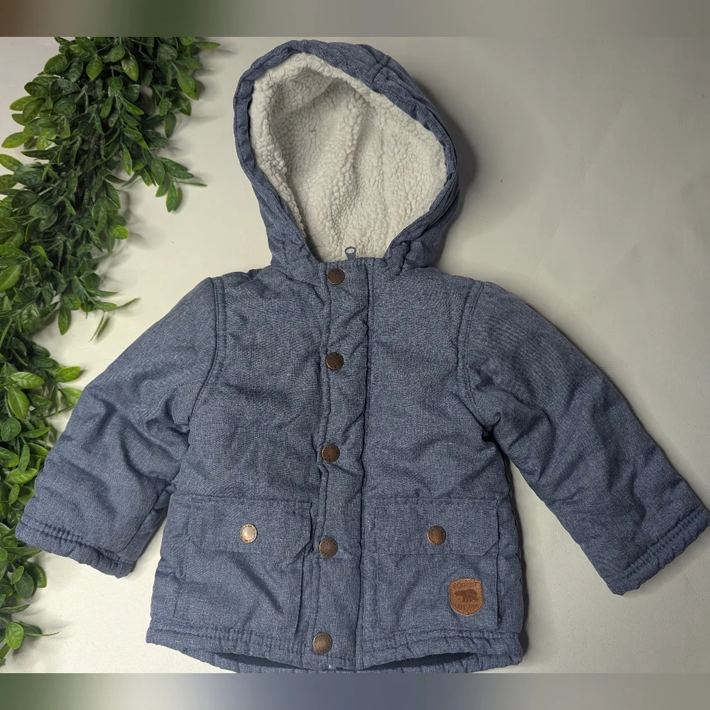Little Me Blue Zip Up Hooded Jacket Size 12 Months